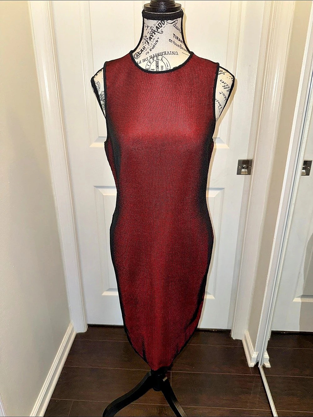 Alexander Wang Red & Black Midi Dress